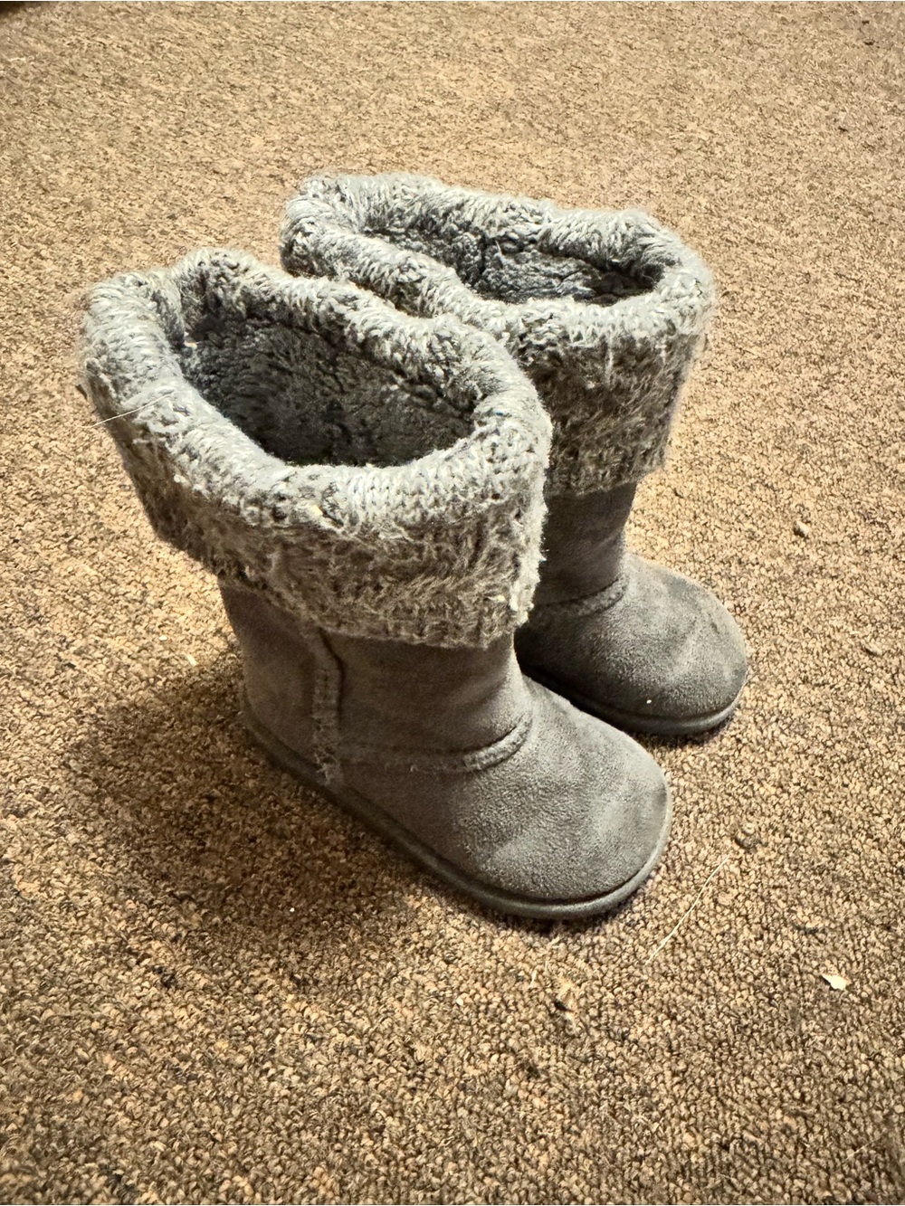 Kids Grey Fleece-Lined Winter Boots